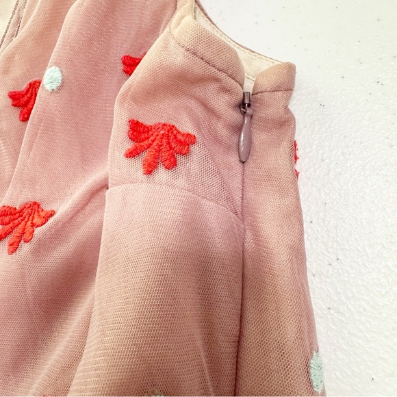 Sundance Pink Embroidered Mesh Sleeveless Dress 2 - Picture 5 of 12